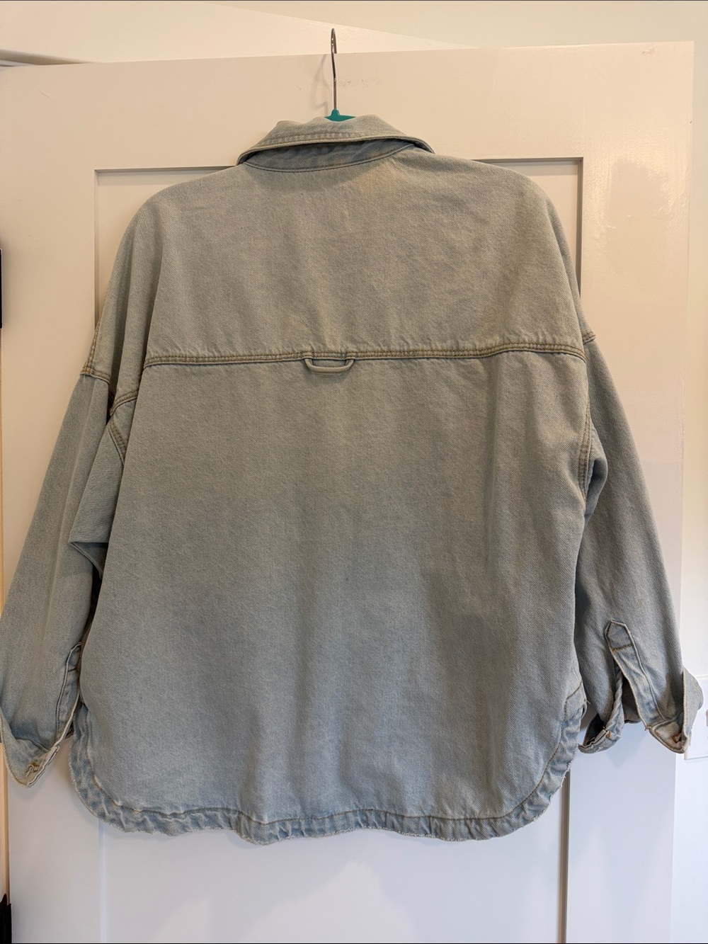 ZARA Light Wash Denim Utility Shacket Oversized Pocket Jacket S - Picture 5 of 5